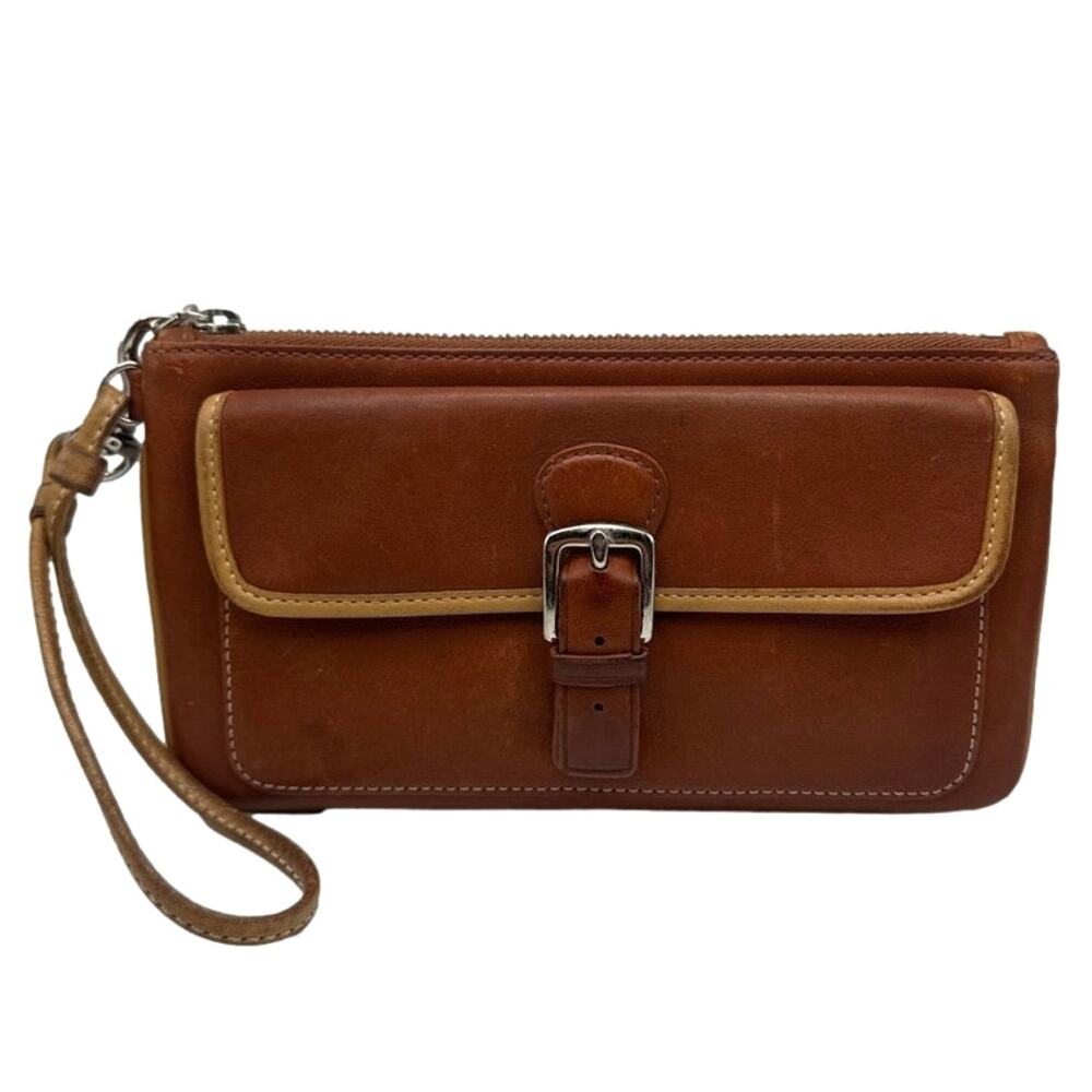 Vintage COACH  Caramel Brown and Tan Wristlet